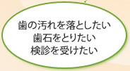 歯の汚れを落としたい・歯石をとりたい・検診を受けたい